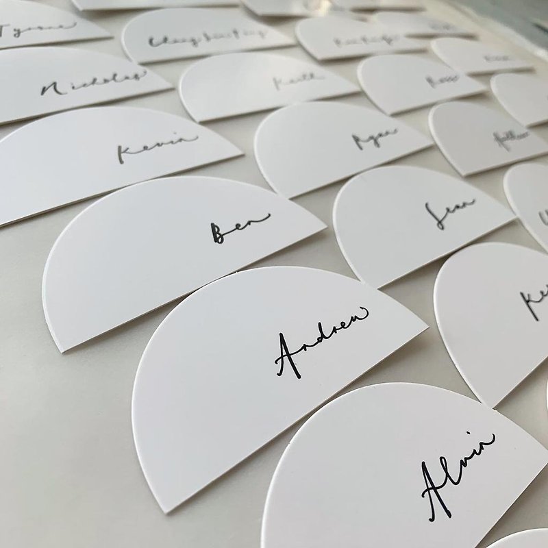 半圓 手寫座位名牌 (1組20入) 客製化 - 心意卡/卡片 - 紙 白色