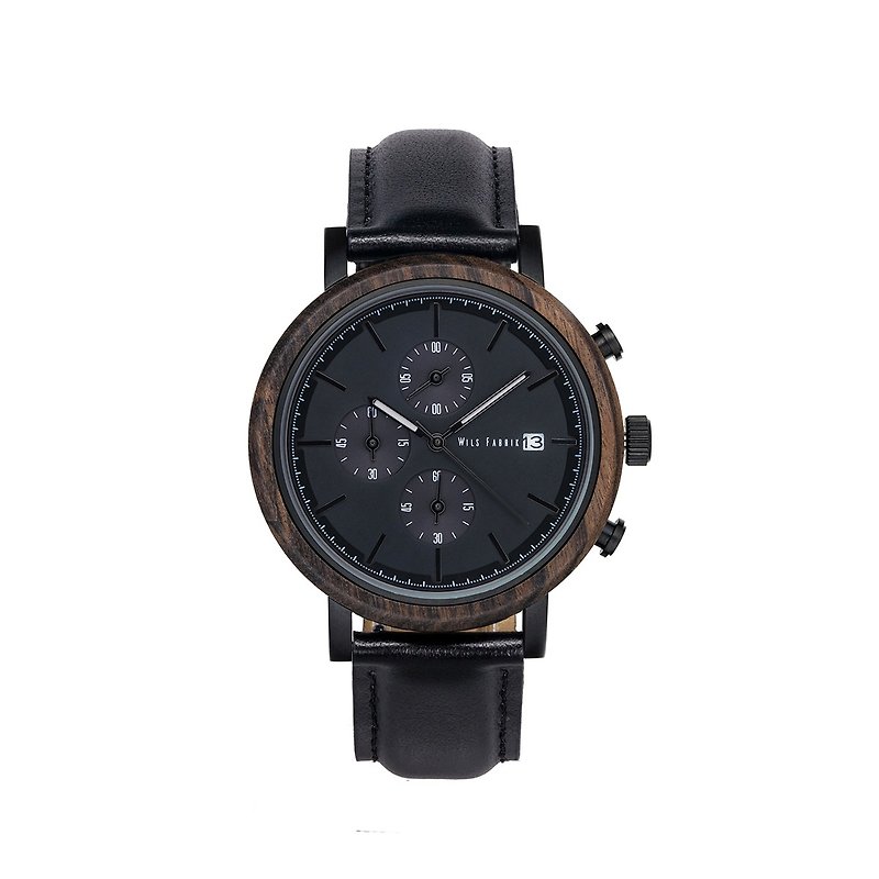 Chrono WXL - Black Sandalwood Watch with Leather Strap - Men's & Unisex Watches - Wood Black