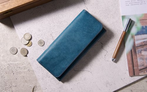 VentureZac 磨砂長夾 Long Wallet / 磨砂藍&杏黃 Blue