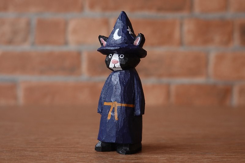 Wooden Doll Cat a Witch - 玩偶/公仔 - 木頭 藍色