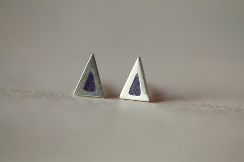 yuting jewellery 純銀三角形珐瑯耳環--紫-一對/可改夾