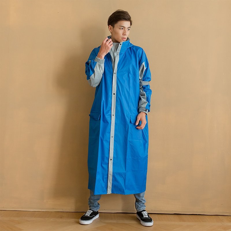 Jinchi Front Open One-Piece Raincoat-Blue - ร่ม - วัสดุกันนำ้ สีน้ำเงิน