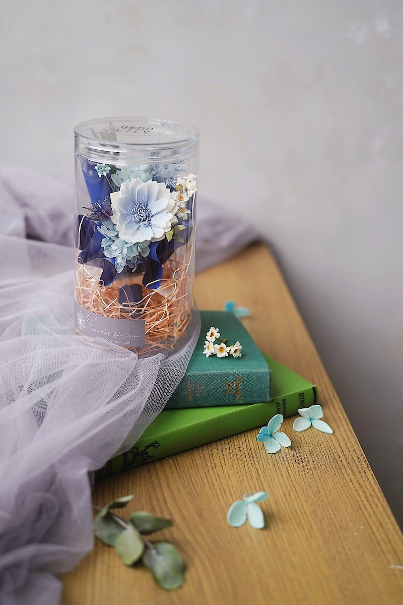 [GOODLILY flower] Blue immortalized small flower pot bouquet birthday gift immortalized flower drying - ช่อดอกไม้แห้ง - พืช/ดอกไม้ สีน้ำเงิน