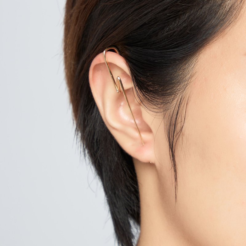閃電耳針 925銀厚鍍18K金 Fulmine Earpin - 耳環/耳夾 - 純銀 金色
