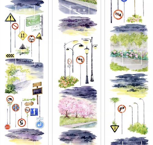 新新手帳社 一號公路 旅行季節 水彩畫造景 PET 和紙膠帶 台灣製 10米卷