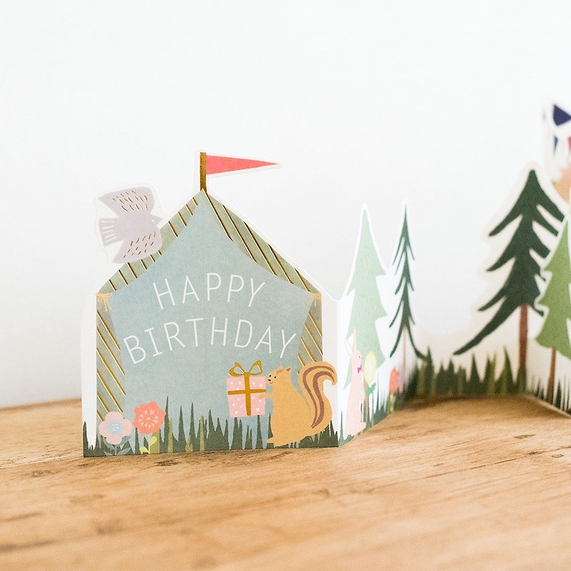 Kazokutte birthday series three-dimensional decorative card / forest - Cards & Postcards - Paper White