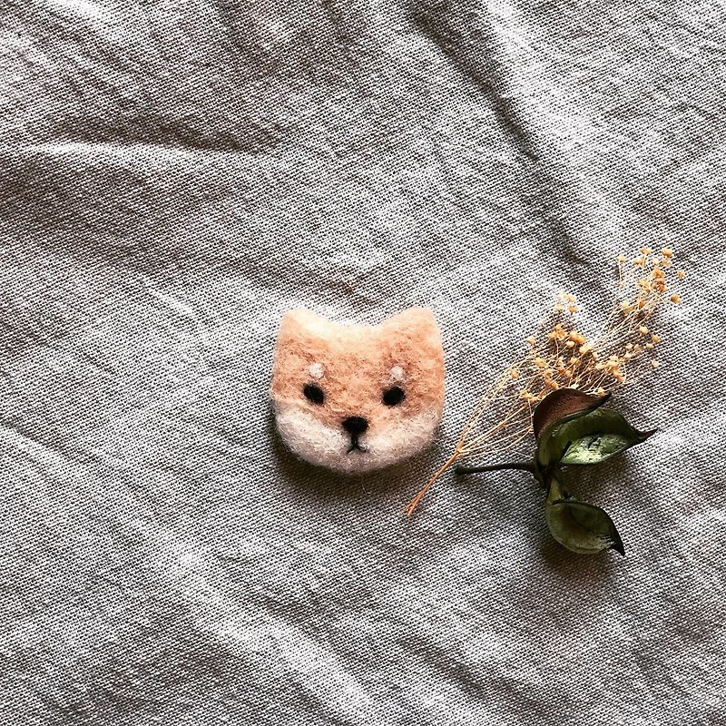 Wool pets - Shiba Inu  brooch - เข็มกลัด - ขนแกะ สีส้ม