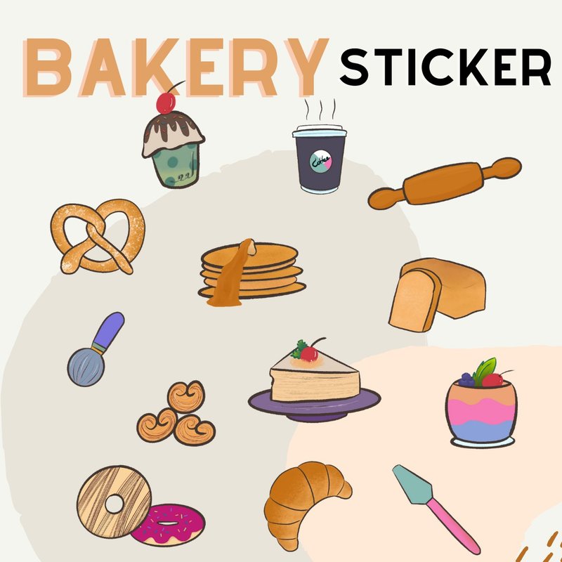 bakery sticker - 電子手帳及素材 - 其他材質 