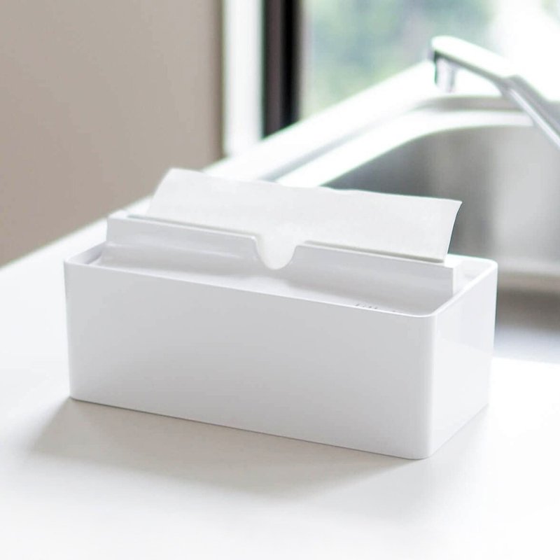 Japan's OKA fill+fit slim drop-down hand tissue box - กล่องทิชชู่ - วัสดุอื่นๆ ขาว