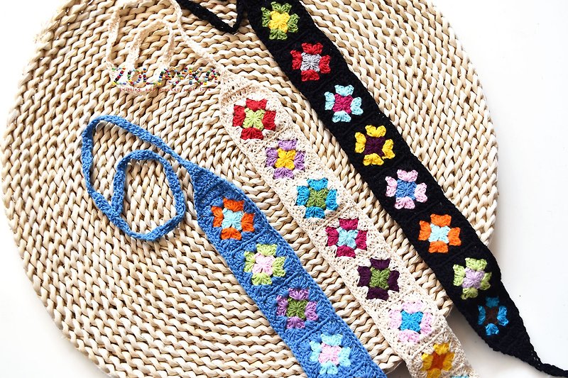 Granny Squares Headband, Colorful Crochet Fashion Hair Accessory - Hair Accessories - Cotton & Hemp Multicolor