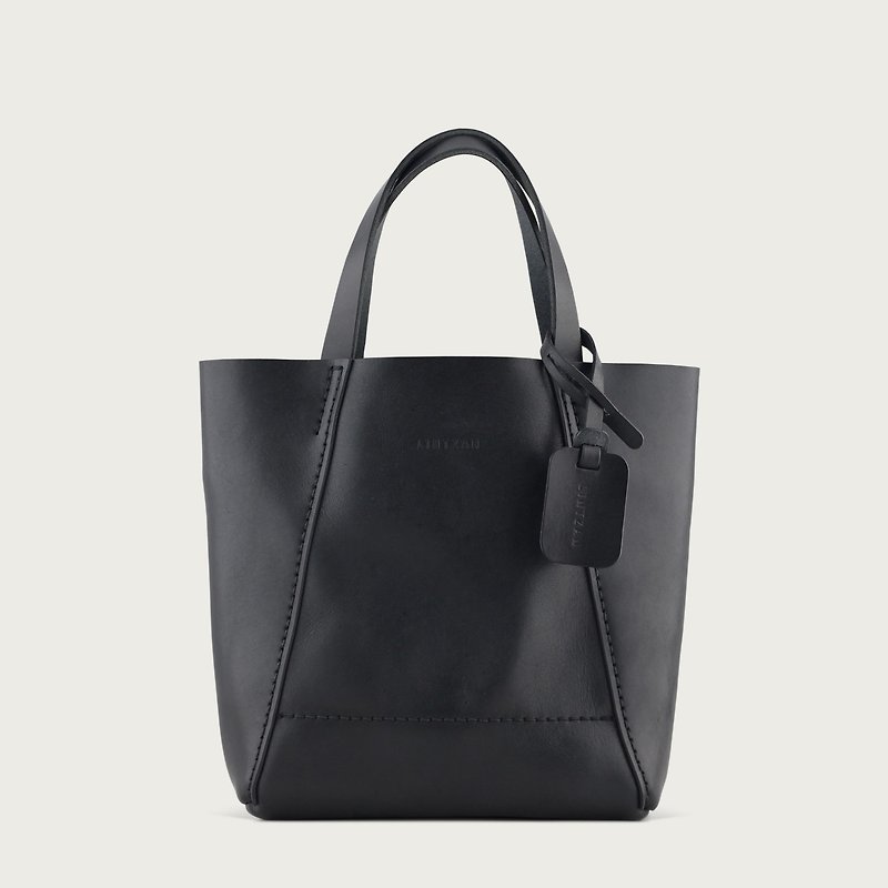 Small bag (S) tote / handbag-- Stone black - Handbags & Totes - Genuine Leather Black