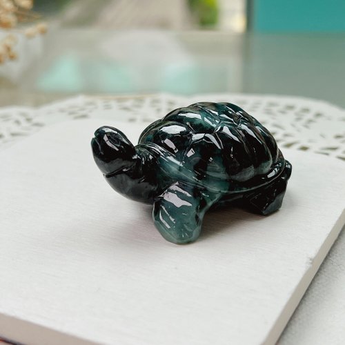 翡翠の亀 フローティングフローラル柄 翡翠の亀 | 天然ミャンマー産A貨翡翠