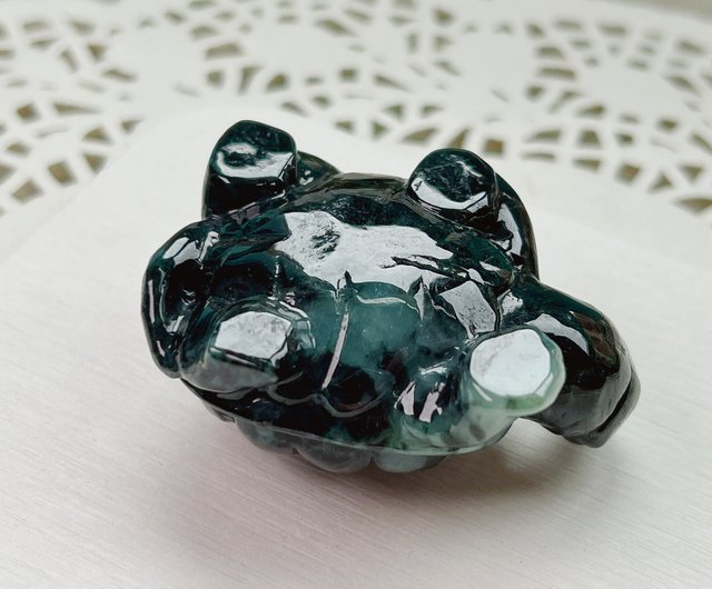 フローティングフローラル柄 翡翠の亀 | 天然ミャンマー産A貨翡翠