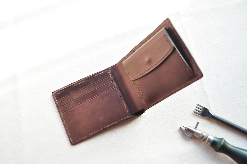 Classic Leather Short Clip-Coin Bag Style-Jiaocha - กระเป๋าสตางค์ - หนังแท้ 