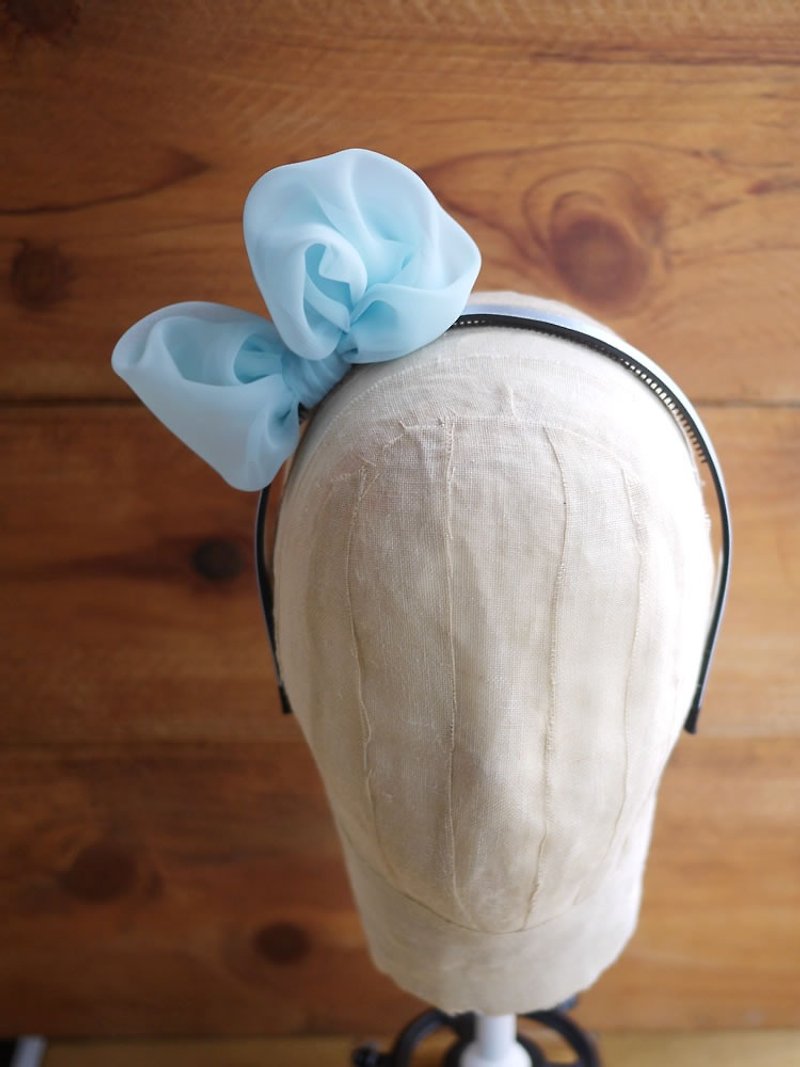 [Black mage] blue tulle bow knot hoop - Hair Accessories - Polyester Blue