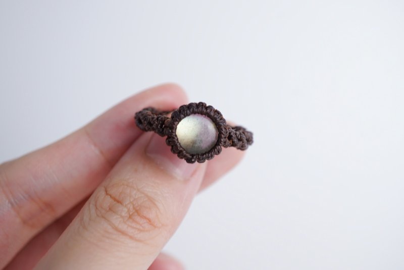 Elongated Paraffin Wire Braided Ring - General Rings - Gemstone Brown