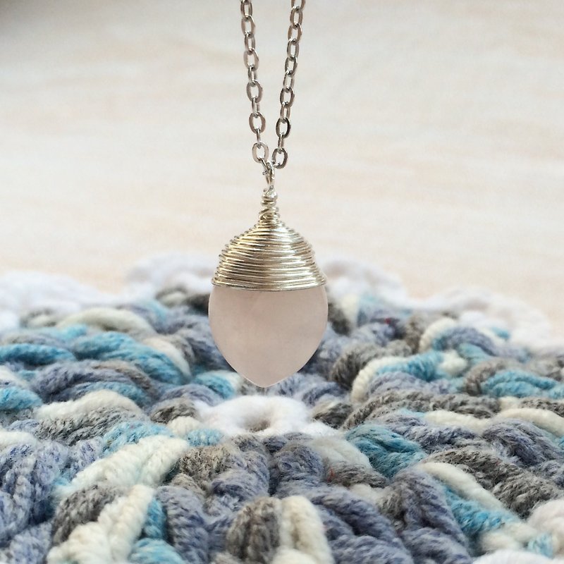 925 silver necklace crystal ice leaf section pendant - สร้อยคอ - เครื่องเพชรพลอย สึชมพู