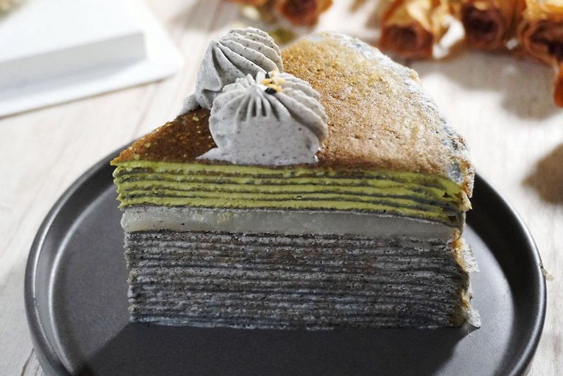 [Mother's Day Limited] Black Sesame Matcha Mochi Layer Cake (Lacto-lacto-vegetarian/can be delivered at home) - เค้กและของหวาน - วัสดุอื่นๆ 
