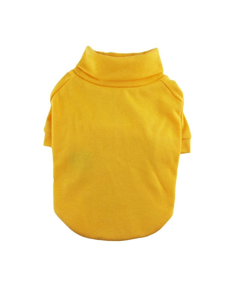 黄色の1×1リブニットタートルネックTシャツ、ドッグティー、ドッグアパレル - 洋服・帽子 - その他の素材 イエロー