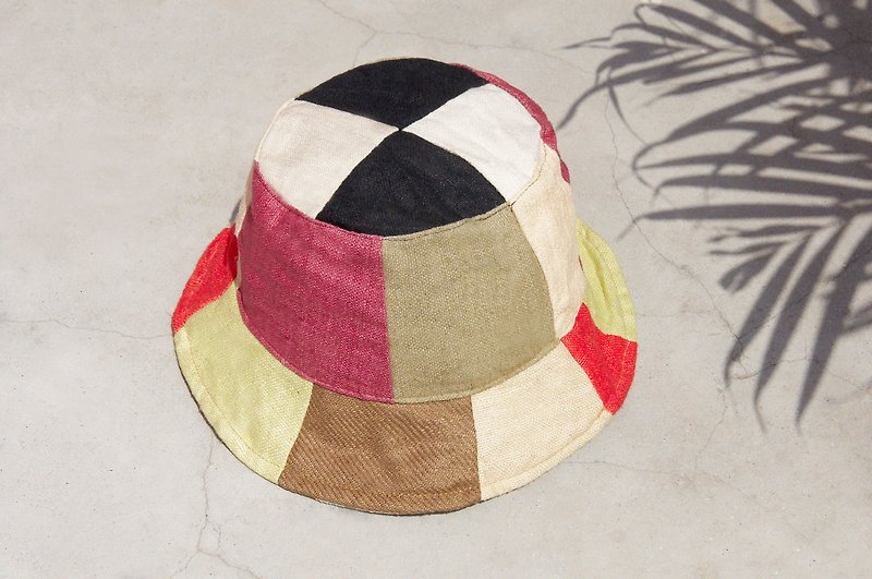 Valentine's Day gift limit a land of forest wind stitching hand-woven cotton Linen cap / hat / visor / hat Patchwork / handmade hat - Lamb Wine stitching handmade cap - Hats & Caps - Cotton & Hemp Multicolor
