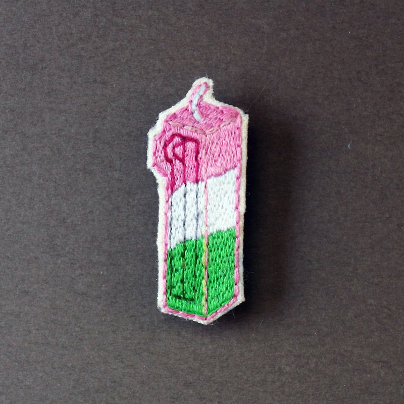 mini handmade embroidery pin - birthday candle no.1 - เข็มกลัด - งานปัก หลากหลายสี