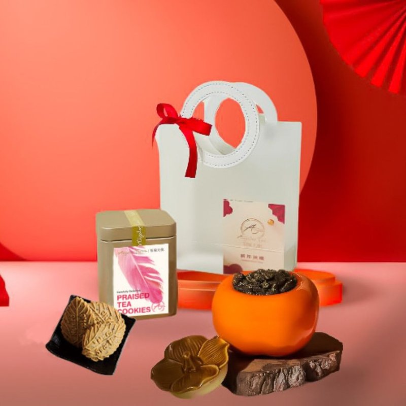 Xinxiang Persimmon Tea New Year's Exquisite Tea and Food Combination New Year's Limited Edition Tea Cang Tea Tea Cake - ชา - ดินเผา 