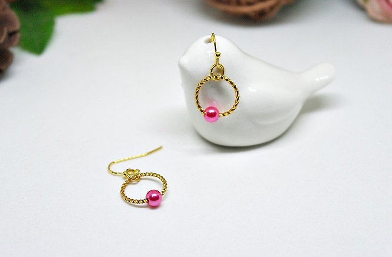 Alloy *Peach color gold ring *_hook earrings ➪Limited X1