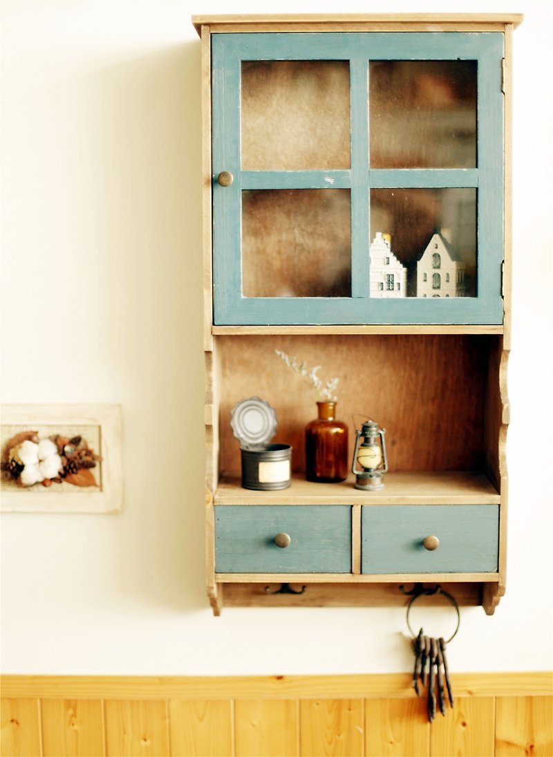 [Good day] fetish grocery wall-mounted wood cabinet / display cabinets / storage cabinet - Storage - Wood Blue