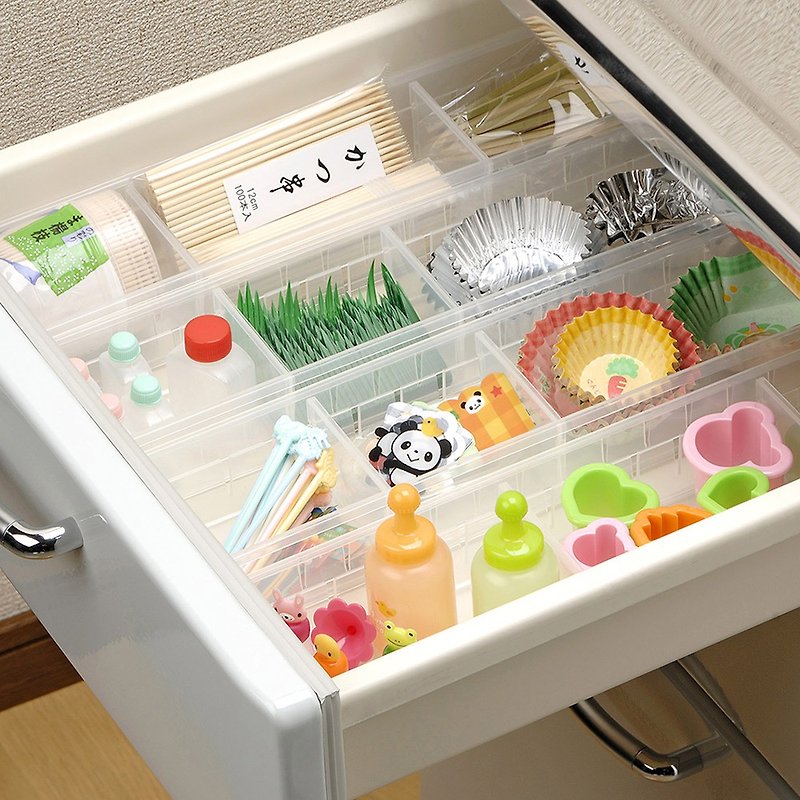 日本INOMATA 日製可疊式抽屜分隔/鏡櫃用收納盒(窄型)-3入 - 收納箱/收納用品 - 塑膠 白色
