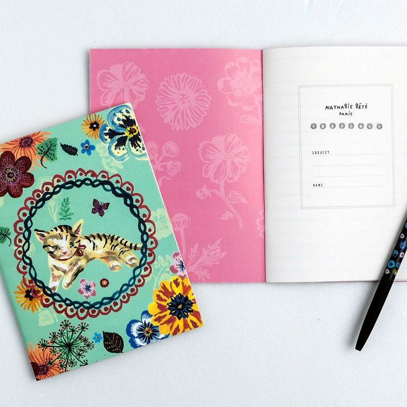 7321Design - Nathalie Lete Stripe Notebook - Cats and Butterflies, 7321-08816 - Notebooks & Journals - Paper Green