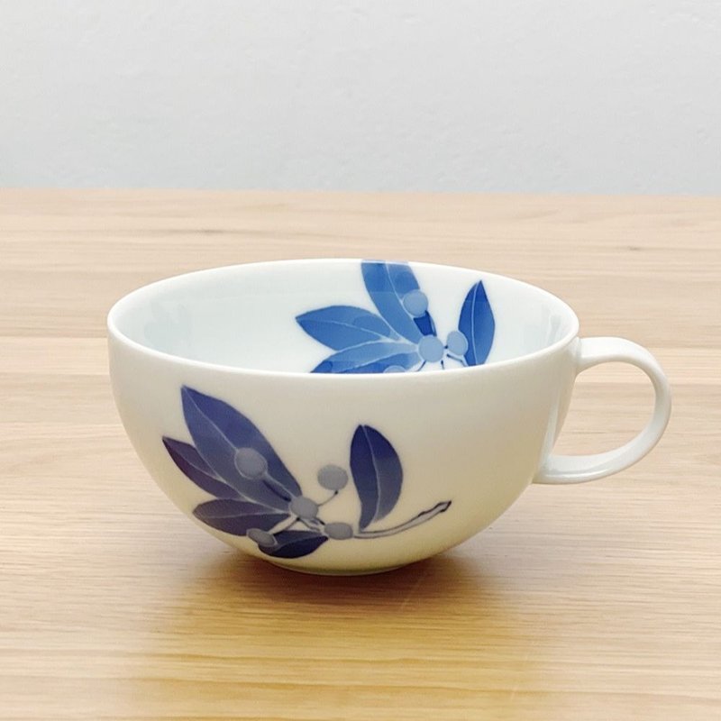 [Out of print, 30% off] Bay leaf handle soup cup/real kiln - Mugs - Porcelain White