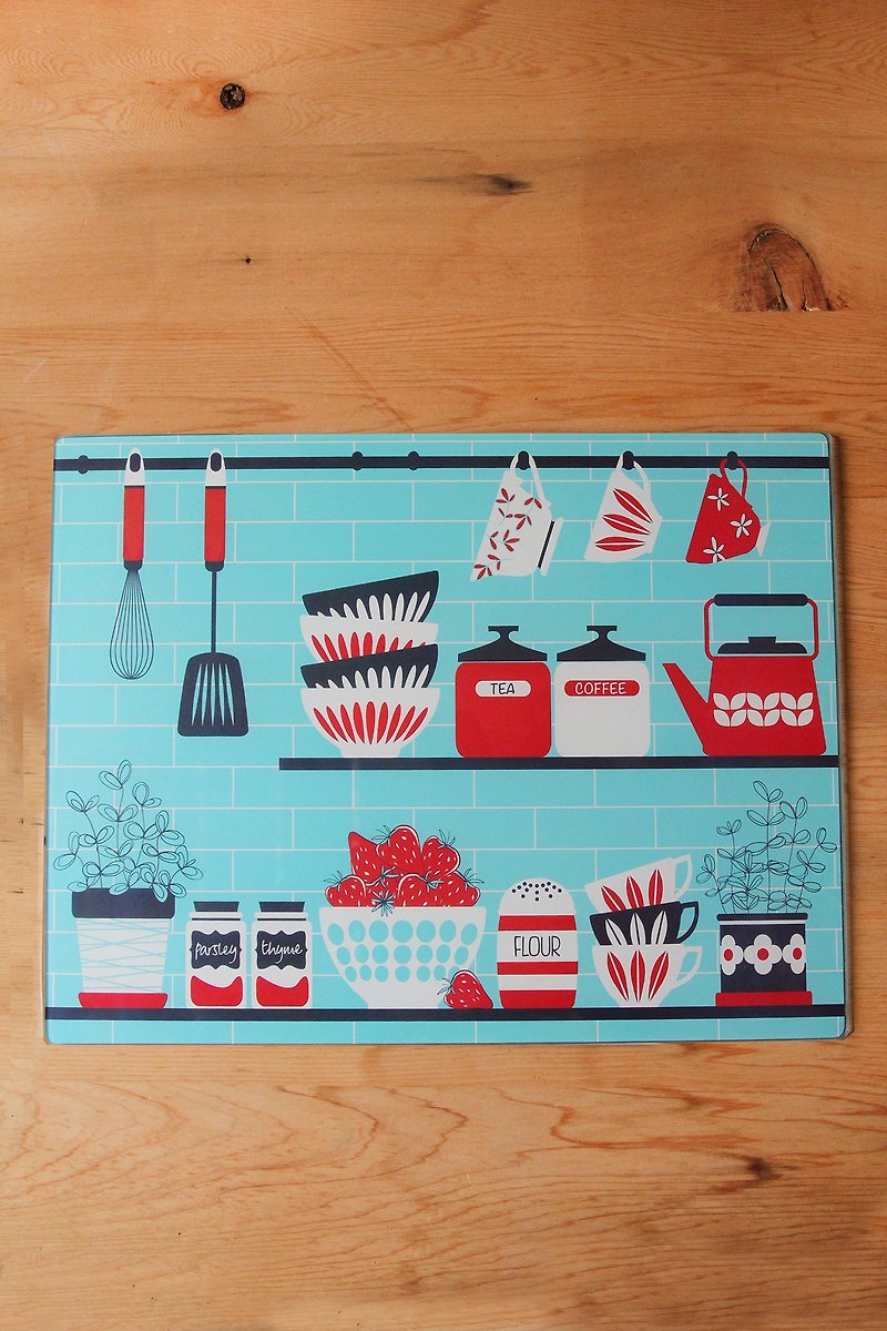 Britain imported Rayware Nordic kitchen totem glass cutting board / placemat / insulation pad (blue) - spot - เครื่องครัว - แก้ว สีน้ำเงิน