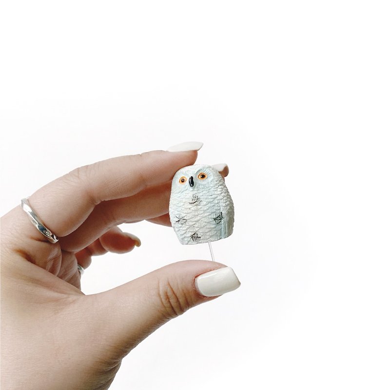 (Pre-order) Potted Plant Decoration Snow White Owl Ornament Micro Landscape Illustration - Items for Display - Resin White