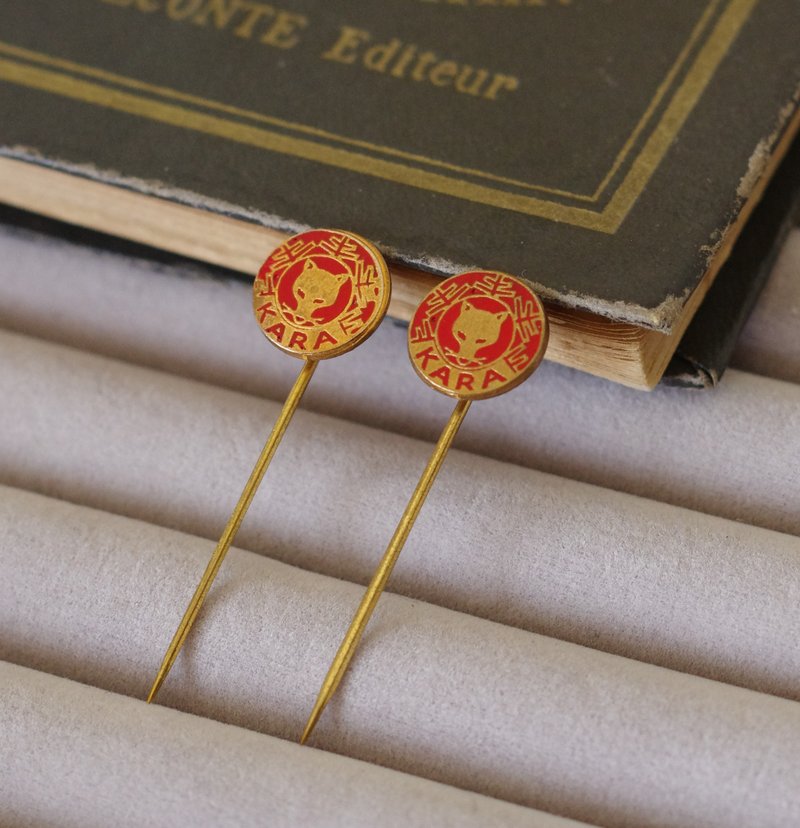 金銀寶貝 古董金色紅狐貍動物別針胸針領帶針 少見  B1867 - 胸針 - 其他金屬 金色