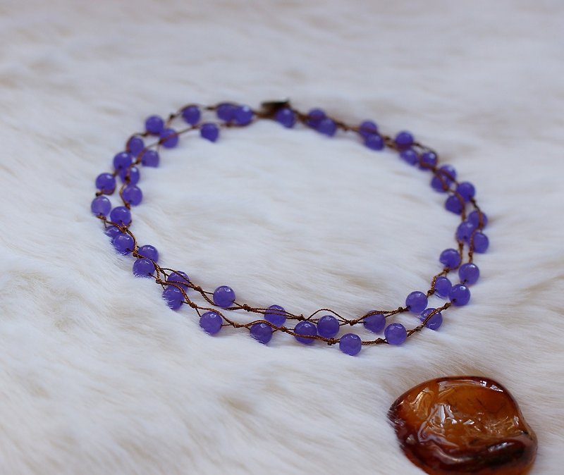 Hand crocheted multi function semi precious stone necklaces - Necklaces - Semi-Precious Stones Purple