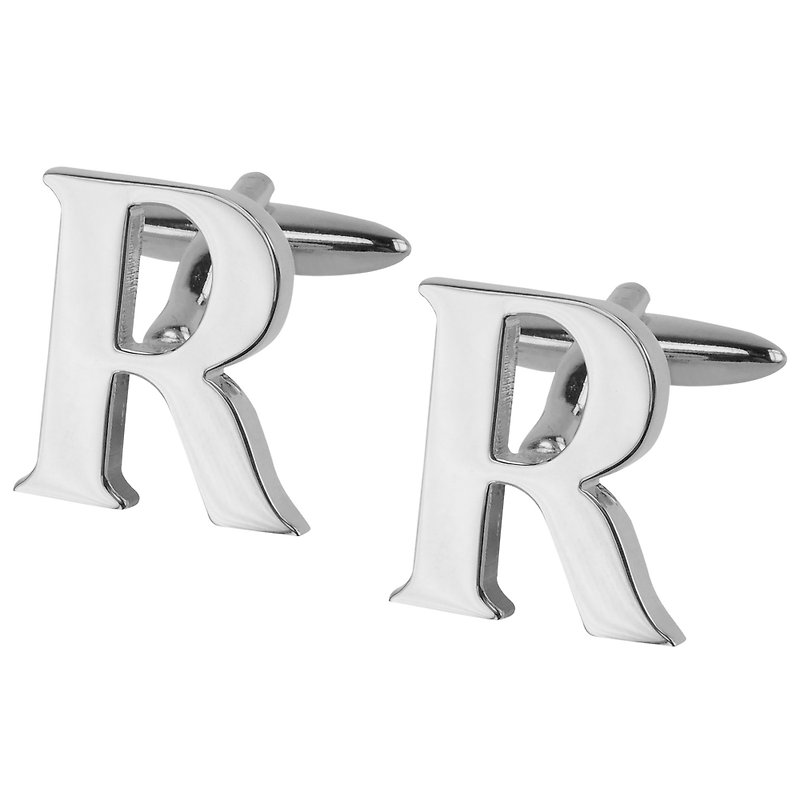 Initial Alphabet R Cufflinks - Cuff Links - Other Metals Silver