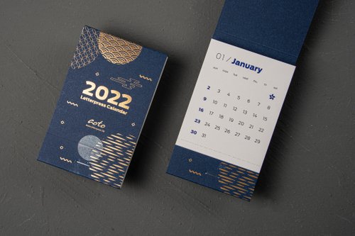 2022 Letterpress Letterpress Printing Mini Desk Calendar Monthly/Desk Calendar - Shop Aoto Letterpress - Calendars - Pinkoi