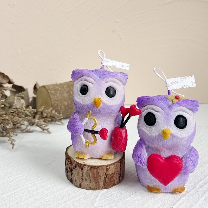 客製化精靈貓頭鷹香薰蠟燭訂製 - 香氛蠟燭/燭台 - 蠟 白色