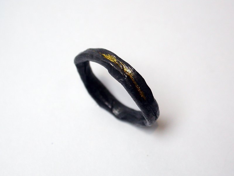Imperfect系列 #a61 黑金戒指(13號) - 戒指 - 銀 黑色