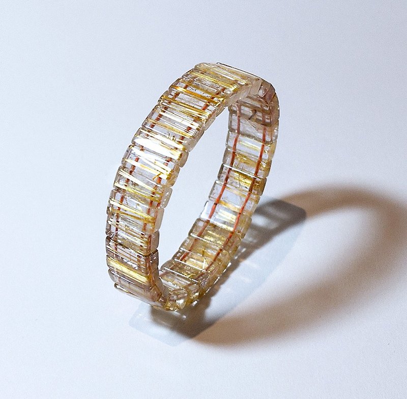 Gemstone series, natural ore, titanium crystal, hand row - Bracelets - Gemstone Gold