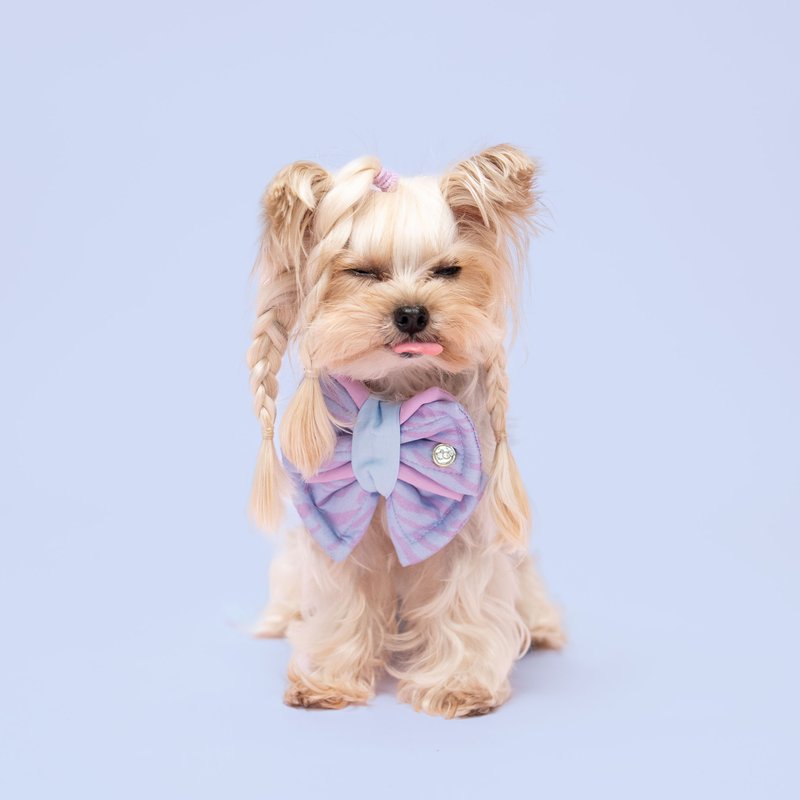Plushy 寵物蝴蝶結 (Pastel Purple) - 寵物衣服 - 棉．麻 紫色