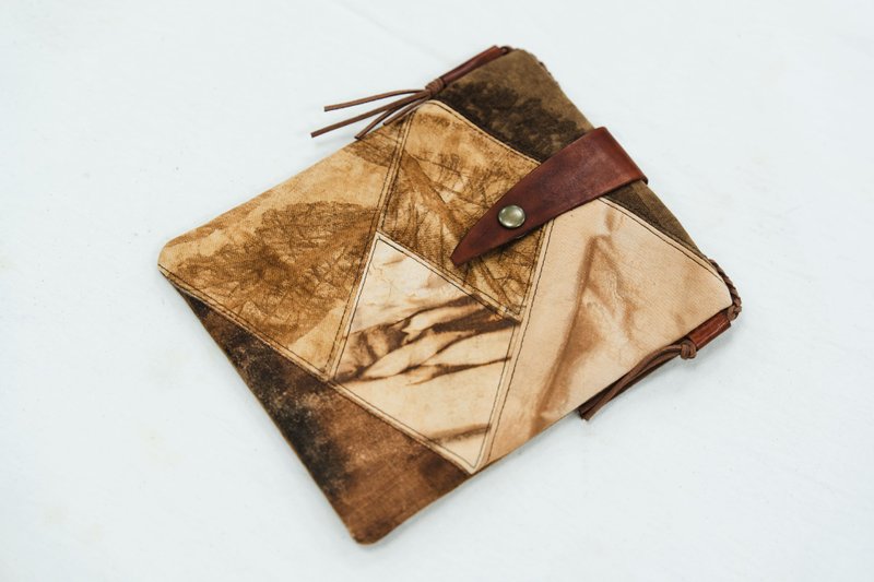 柿締継ぎ側袋（ダイヤ格子） - ショルダーバッグ - コットン・麻 ブラウン