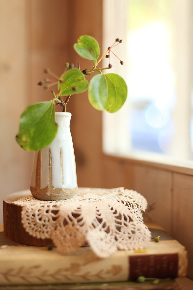 【グッドデイフェチ】日本の手作り小花スラッシュ釉薬 - 観葉植物 - 陶器 シルバー