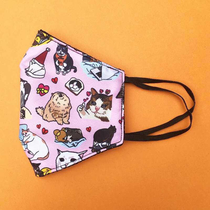 オリジナルの悲しい猫のミームパターンファブリックマスク - マスク・コスプレマスク - ポリエステル 