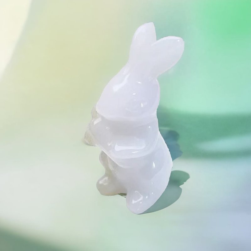 [Money Rabbit is Like Brocade] Ice and Waxy Jade Rabbit Ornament | Natural Burmese Jade A Grade | Gift - อื่นๆ - หยก ขาว