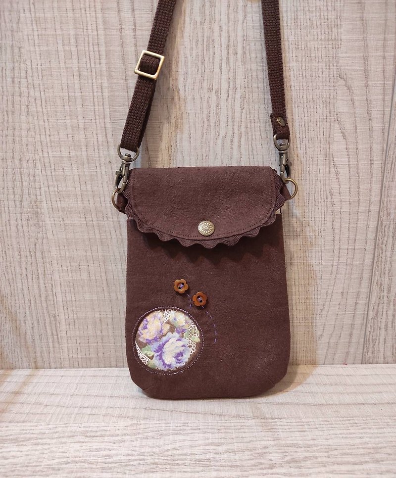 Mobile phone bag-plain cotton and linen classic style - กระเป๋าแมสเซนเจอร์ - ผ้าฝ้าย/ผ้าลินิน 