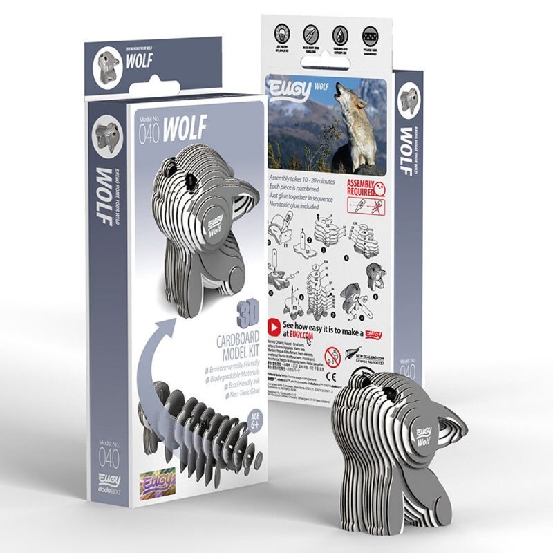 EUGY 3D Cardboard Kit Set Model - 040 Wolf - Puzzles - Paper Gray