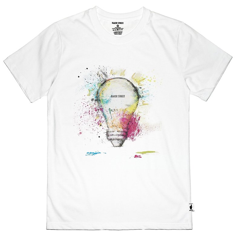 British Fashion Brand -Baker Street- Light Bulb Printed T-shirt - Men's T-Shirts & Tops - Cotton & Hemp 