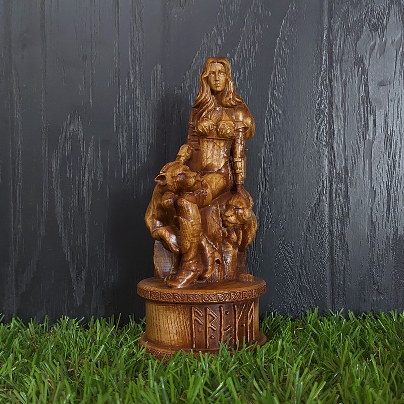 Statue Of Viking Freya Pagan God For Pagans Asatru Home Altar 設計館 Veleswoodcarving 玩偶公仔 6970