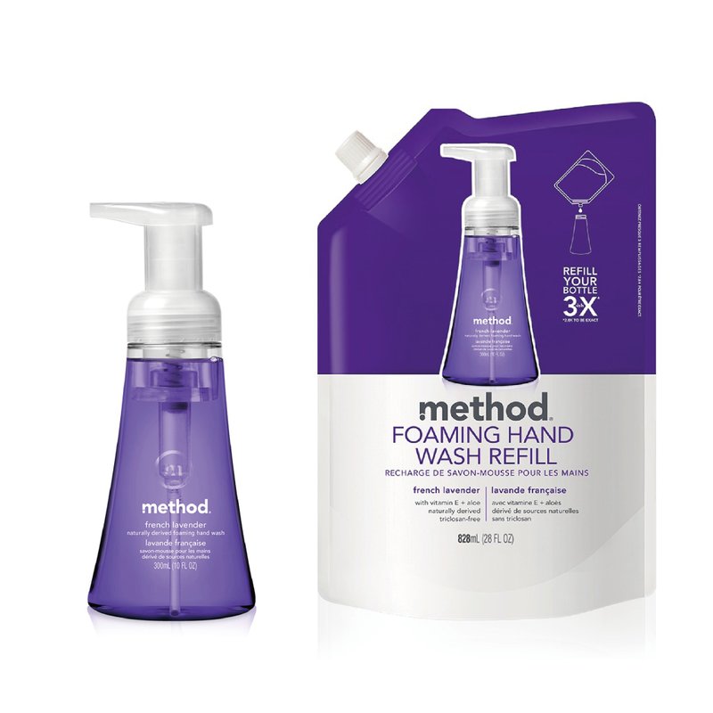 method French Lavender Foaming Hand Soap 300ml + Refill Pack 828ml - ผลิตภัณฑ์ล้างมือ - สารสกัดไม้ก๊อก สีม่วง